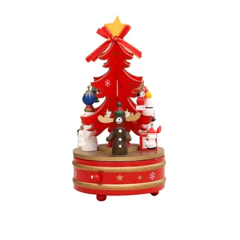 

Christmas Wooden Rotating Music Box Christmas Tree Decoration Children's Gift
