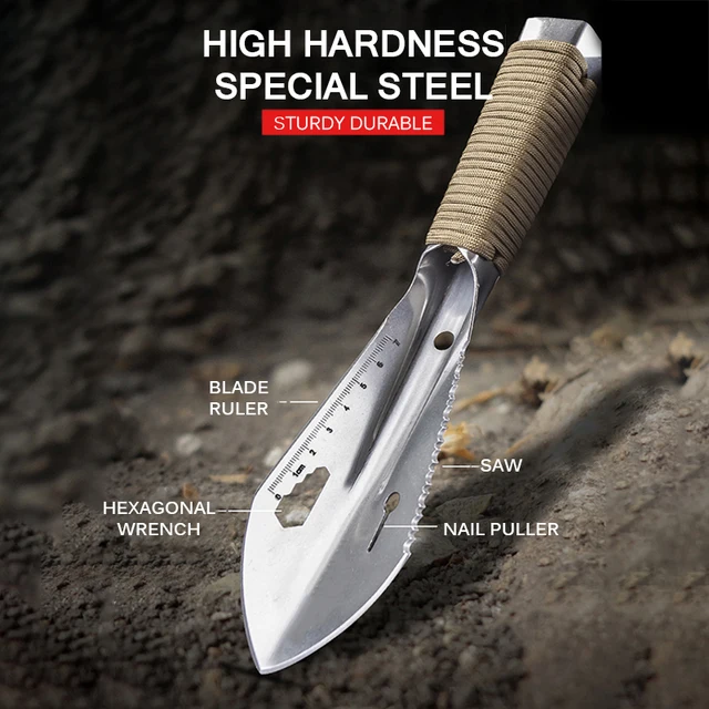 US $10.85 Multifunction Shovels Portable Stainless Steel hunting Shovel Measurable Gardening Trowel Hiking ca