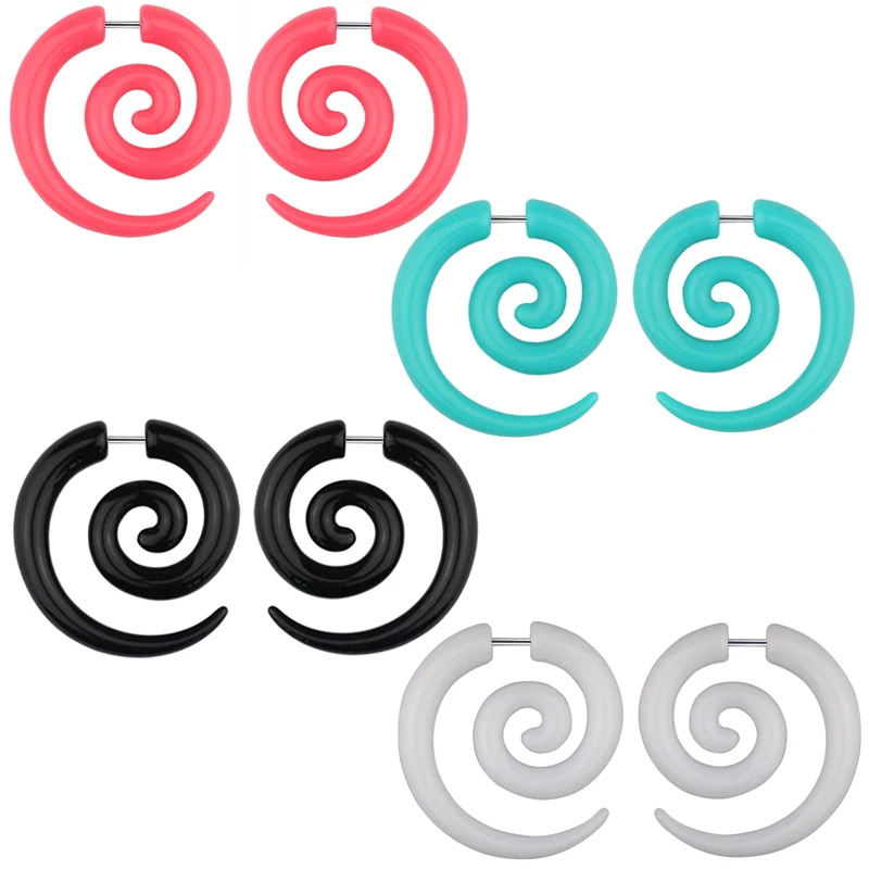 2pcs Acrylic Fake Plugs Tunnel Faux Ear Taper Gauges Swirl Wing Stud Earrings Cheater Stretcher Expander Piercing Body Jewelry - Image 4