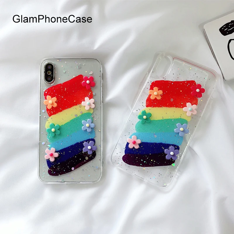 

GlamPhoneCase Rainbow Flower Phone Case For iPhone X XS Max XR Soft Silicone Cover For iPhone 7 8 6 6s Plus Case