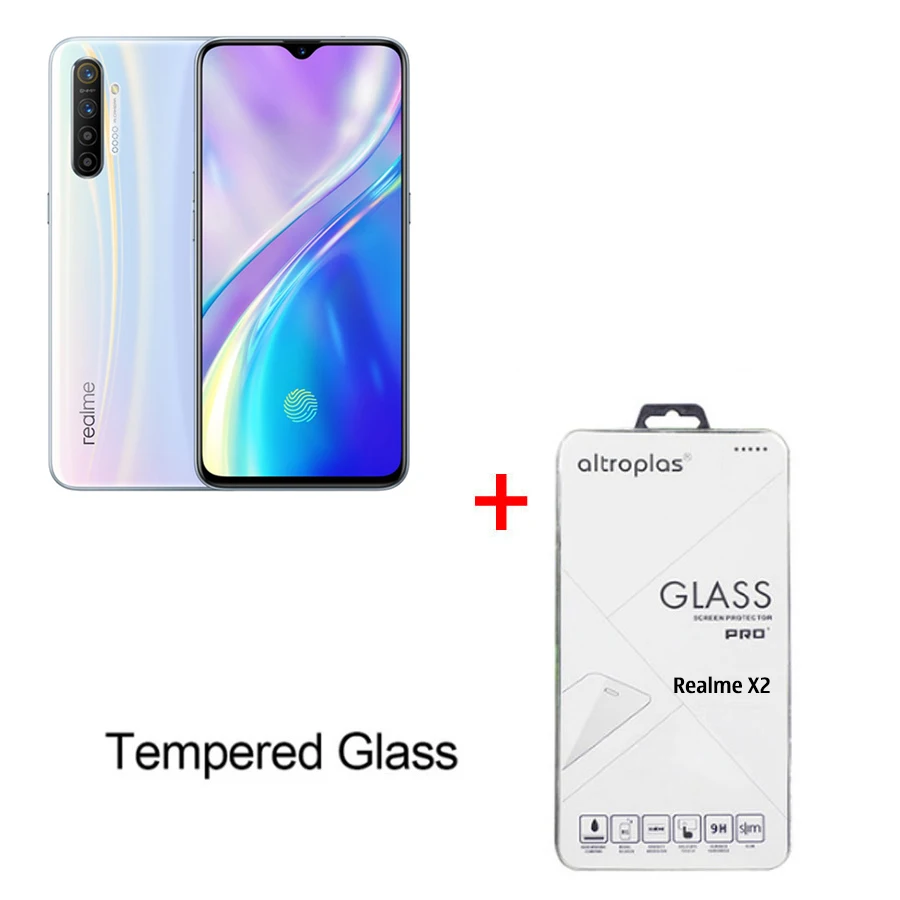 White N Tempe Glass Европейская версия OPPO REALME X2 6,4 ''8 GB 128GB Snapdragon 730G 64MP Quad Cameras VOOC 30W быстрое зарядное устройство 4000mAh NFC мобильный телефон - Цвет: White N Tempe Glass