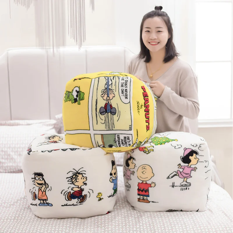 

Classical Snoopy Plush Pillow Blanket Square Shaped Plush Cozy Sofa Charlie Plush Bed or Chair Back Cushion Snoopy Dog Toy Gifts
