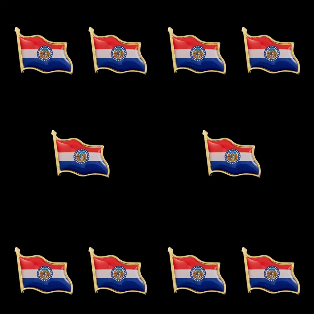 

10PCS American Missouri State Enamel USA Exquisite Metal Waving Flag Lapel Pin Badge Accessories