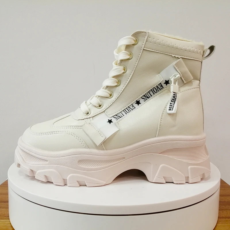 Buy Women Winter Boots Fur Women s Chunky Boots Platform Sneakers Combat Boots Woman White Sneaker Boots Ankle Boots Anfibi Donna