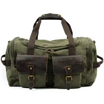

Free Shipping men Bags Hand Luggage Bags Canvas Leather Travel Duffel Bags Shoulder Large Capacity Weekend Overnight Tote Sport