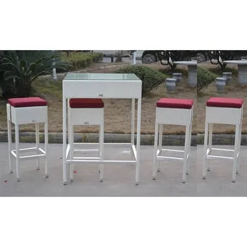 

Pack MONET, high table + 4 stools, white rattan beige *
