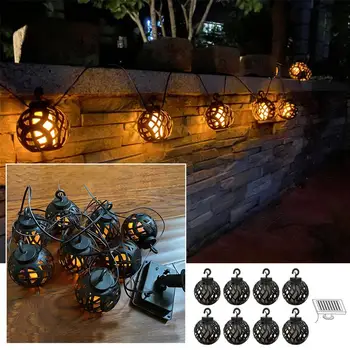 

(One Drag 8) Solar Flame Ball String Light LED String Fairy Solar Outdoor Garland Light Garden Light String Decorative Light