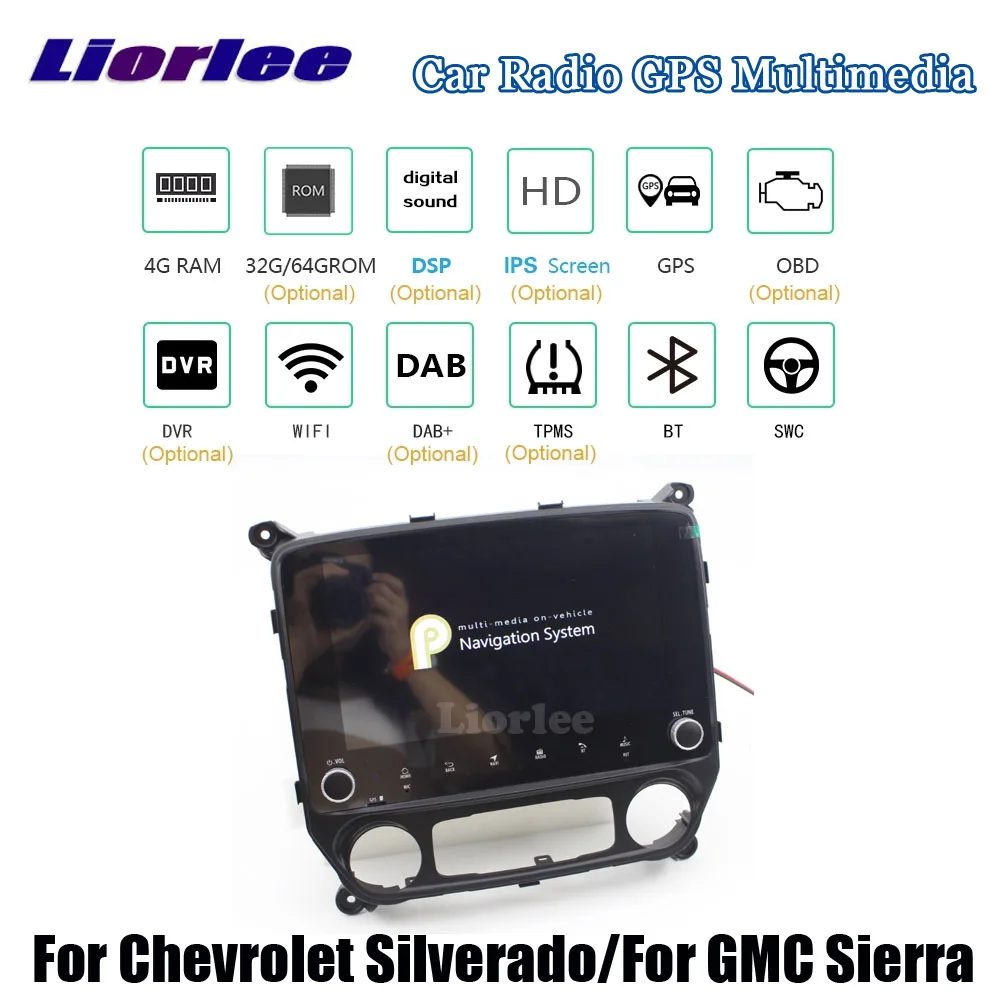 Car Multimedia Audio Player For Chevrolet Silverado 1500/GMC Sierra 2014-2019 Android Radio Stereo BT GPS Navigation System