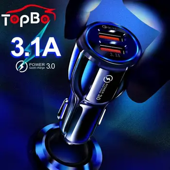 

Quick Charge Car Charger QC 3.0 Dual USB Cable Adapter For Mobile Phone 3.1A Fast Car Charger For iPhone Xiaomi Huawei