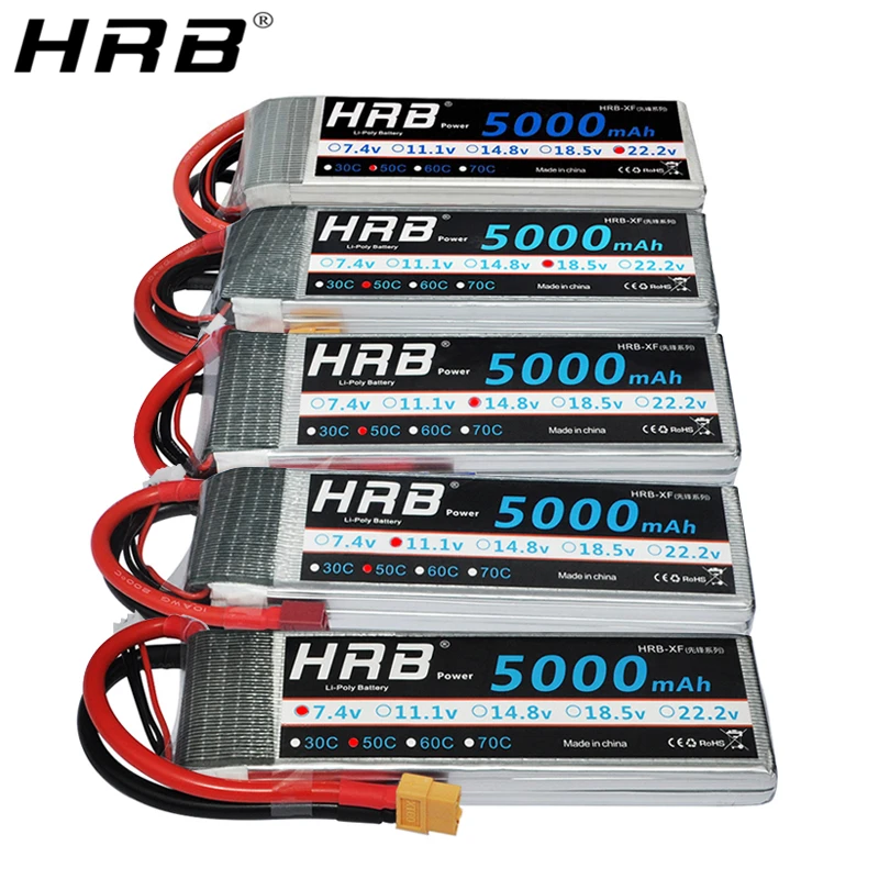 Литий полимерная батарея HRB 5000 мАч 11 1 В 14 8 в 50C T Deans XT60 EC5 7 4 2S 3S 18 5 22 2 для FPV самолета