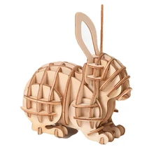 

Build Your Own 3D Wooden Assembly Puzzle Wood Craft Kit Rabbit Model, Gifts for Kids and Adults