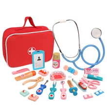 Jeu de rôle médical en bois pour enfants, jeu de Simulation, boîte à médicaments, jouet de formation d'intérêt pour filles et garçons
