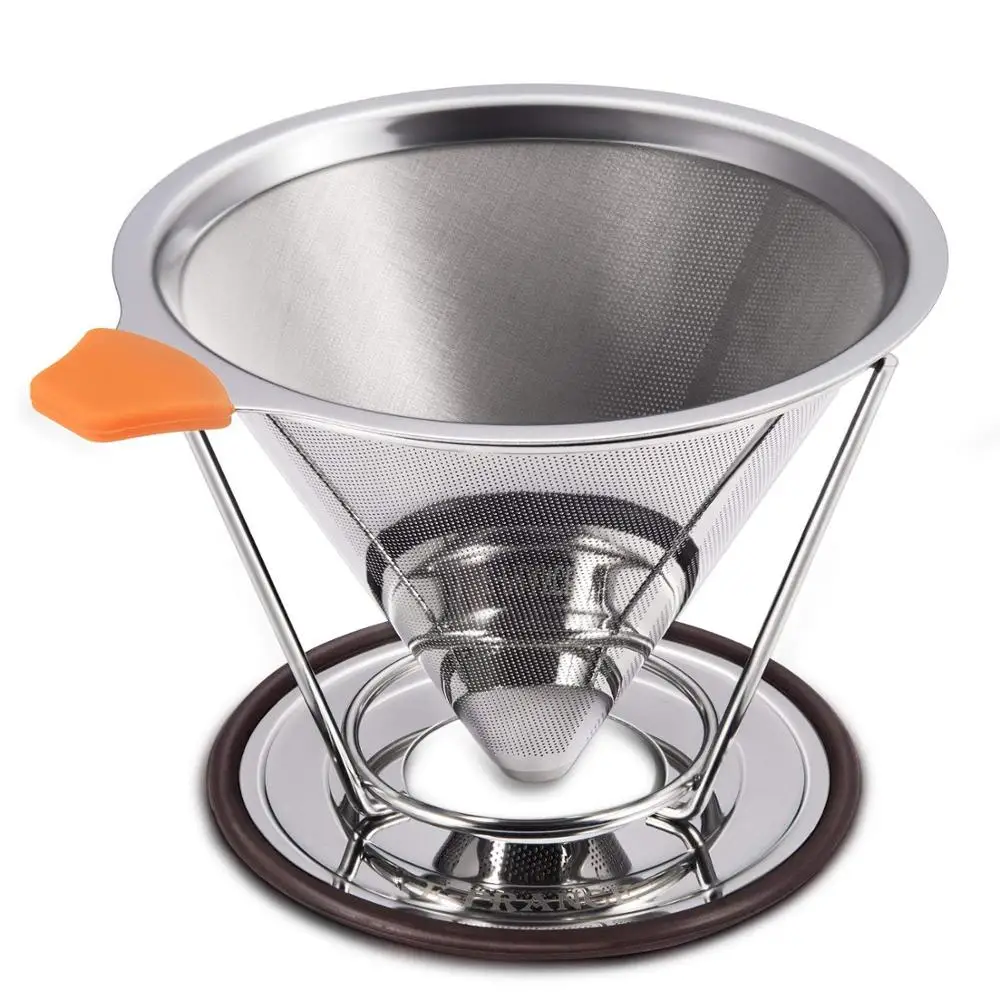 

Pour Over Coffee Filter Stainless Steel Coffee Maker Guarantees Bolder Flavors With A Reusable Coffee Dripper Cone & Stand