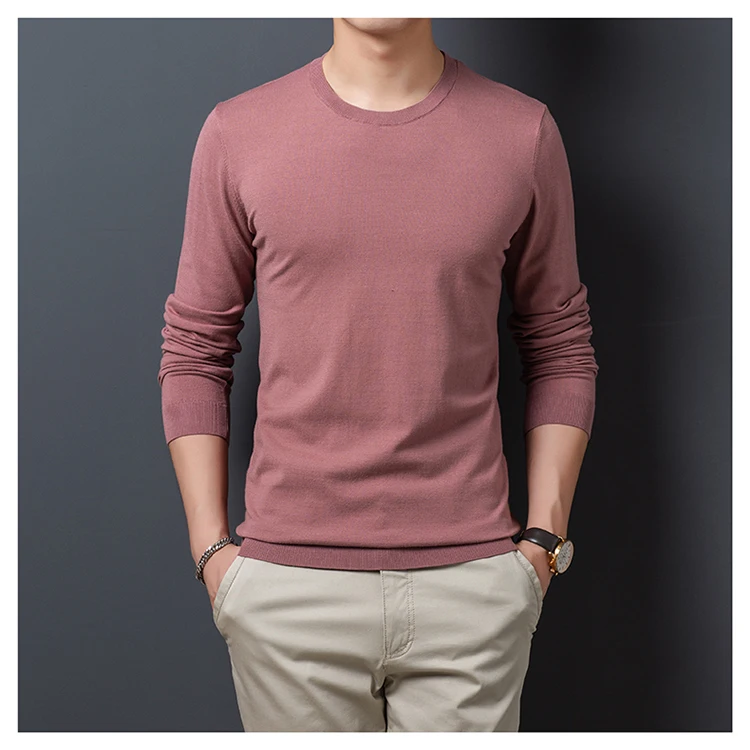 Мужской свитер, новинка года, осенне-зимний мужской вязаный пуловер, свитер для мальчиков-подростков в Корейском стиле, красный, черный, зеленый, синий, розовый, M67 - Цвет: Розовый