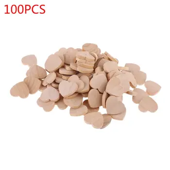 

100pcs Blank Heart Wood Slices Discs DIY Unfinished Natural Crafts Embellishment