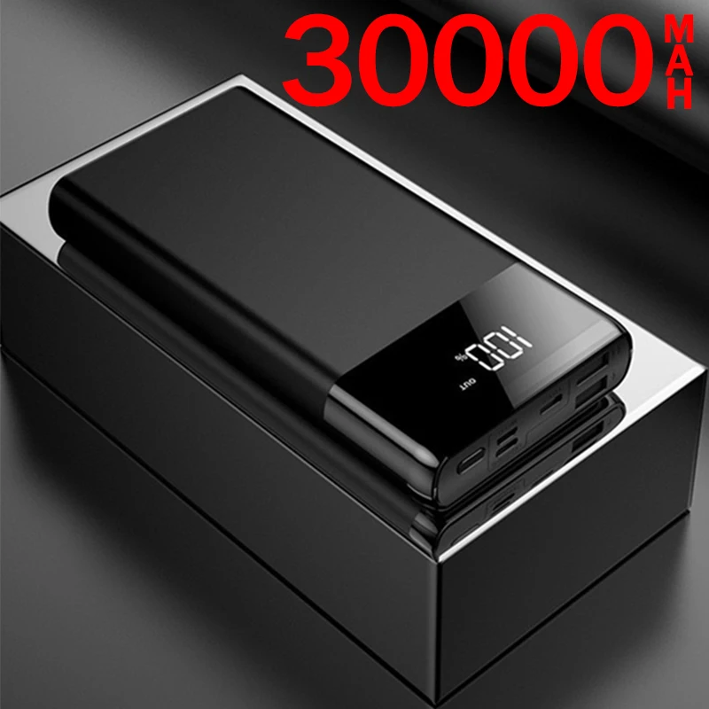 30000mAh Power Bank Portable Phone Charging Outdoor Travel Charger External Powerbank Digital Display for Xiaomi Samsung IPhone |