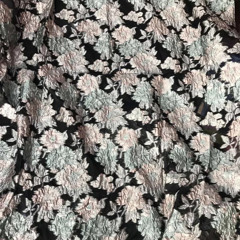 5 ярдов Горячая Распродажа Пряжа-окрашенная органза цветок жаккардовая ткань парча кружева ткань для модных платьев вышивка жаккардовая кружевная ткань