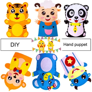 

Kids DIY Non-woven Cartoon Hand Puppet Handmade Craft Toys Animal Hand Puppet DIY Material Package Creative Cartoon Sewing Toys