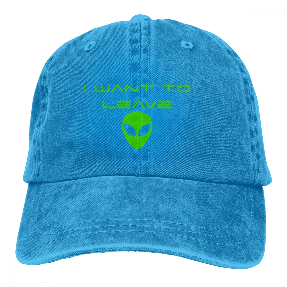 Alien я хочу оставить Casquette темно-синий унисекс Мужские Женские джинсовые бейсболка с ремешком кепки Регулируемый Гольф папа шляпа