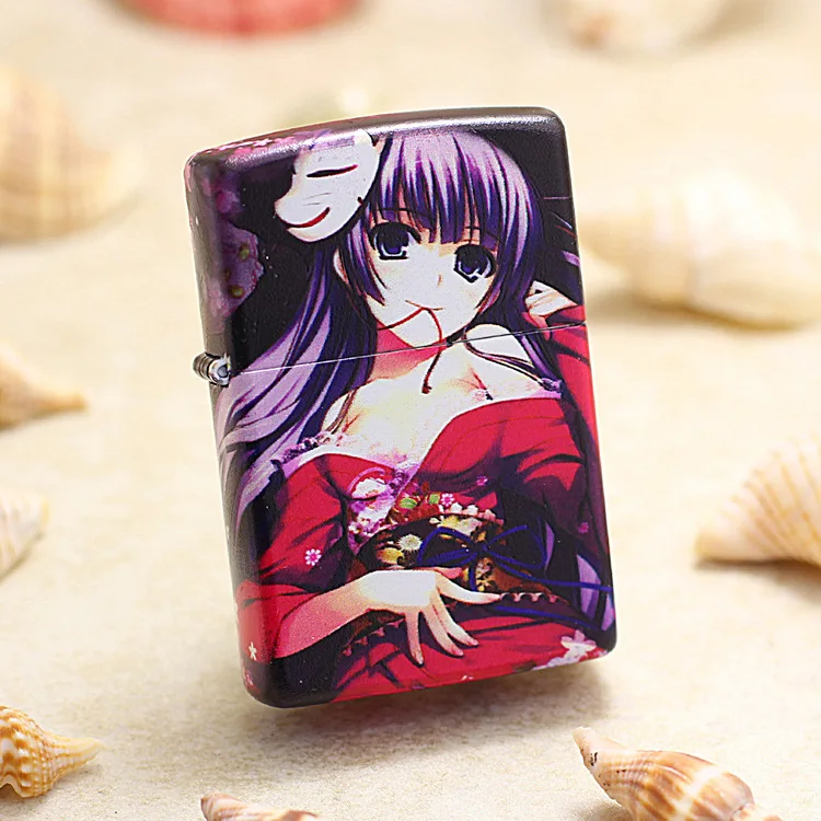 

Genuine Zippo oil lighter copper Cartoon animation Geisha cigarette Kerosene lighters Gift With anti-counterfeiting code