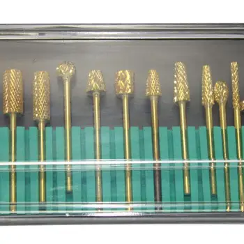 

12 Type/Set Nail Drill Bit Gold Carbide Electric Burr Cutter Nail Drill File for Manicure Machine Accessories Nail Art Tools