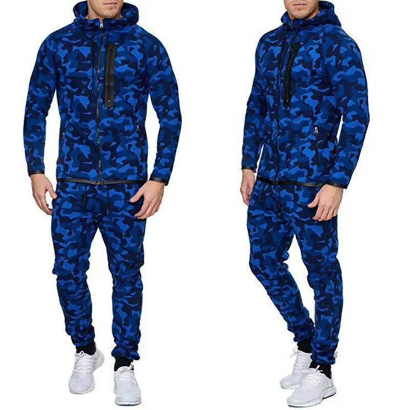 Onzuiver Erge, ernstige Genre Mannen Camouflage Trainingspak Set Lange Mouwen Zip Hoodie Tops Broek  Jogging Sportkleding Zwart Blauw Groen Rood Wit - AliExpress