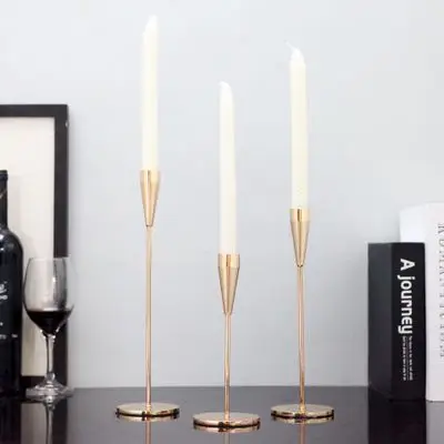 Metal Pillar Candle Holders Exquisite Candlestick Christmas Halloween Wedding Party Candle Stand Home Decoration