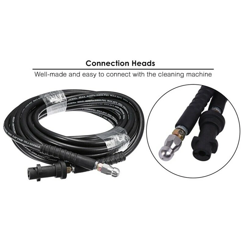 

Hot 15m/49.21ft Pipe Tube Cleaning Hose for Karcher 2 Spray Nozzles High Pressure Washer Drain Cleaner Sewer Unblocker Channel E
