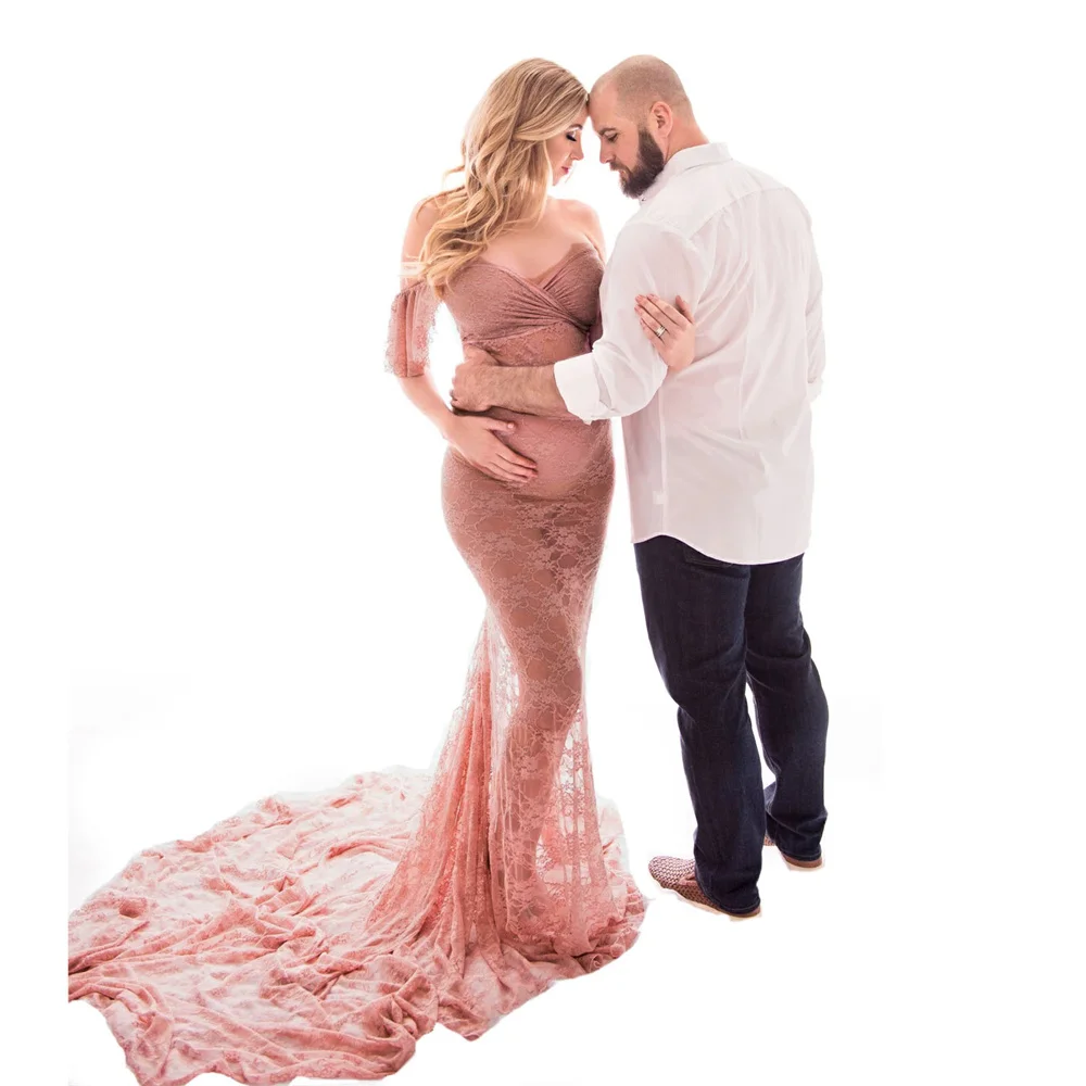 Sexy Lace Maternity Dresses Photography Props Chiffon Shawl Fancy Pregnancy Dress For Photo Shoot Long Pregnant Women Maxi Gown (5)