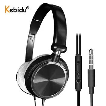 

Kebidu Flexible Adjustable Headset With Mic Wired Headphones Over Ear Headsets HD Sound Bass HiFi Sound Music Stereo Earphone
