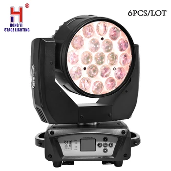 

LED Head Moving Light 19x15W Rotating Moving Head Zoom Wash light DMX512 15/29 Channels RGBW Color Changing Beam Light(6pcs/lot)