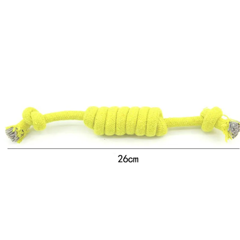 Random Color Pet Dog Puppy Cotton Chew Knot Toy Durable Braided Bone Rope 26CM Candy Color Pets Supplies images - 6