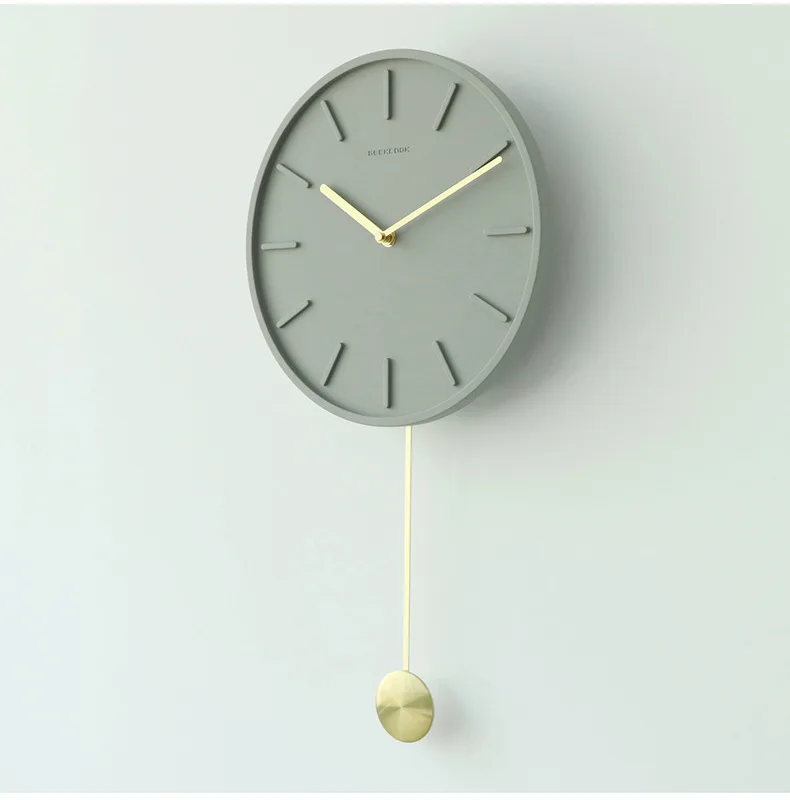 Modern Minimalist Wall Clock Concrete And Copper 11-Inch Measuring-Creative Home Clock New Style Northern European-Style Cement