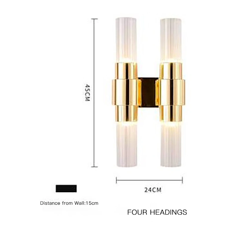 IKVVT Modern Minimalist LED Wall Lamp Living Room Walkway Restaurant Porch Study Hotel Interior Corridor Lighting Wall Lamp - Цвет абажура: 4 heads