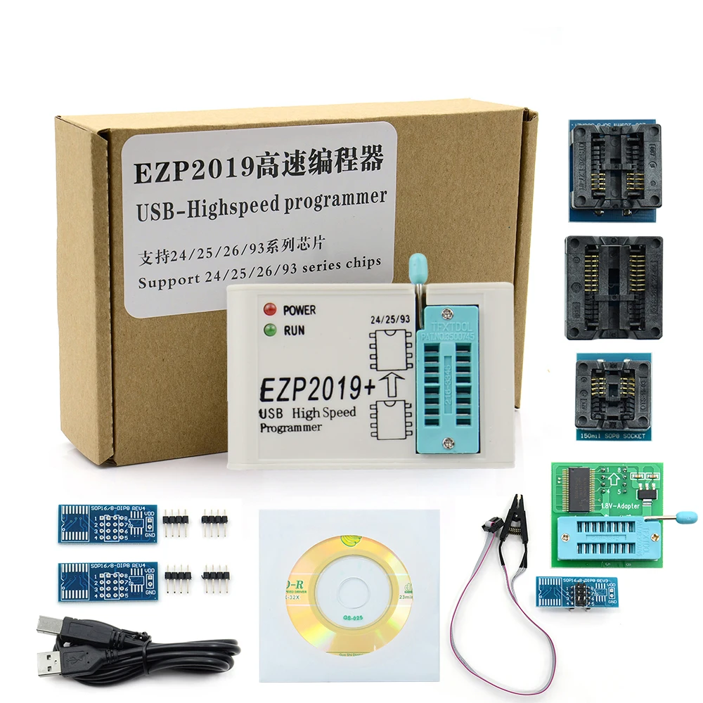 2019 EZP2019 полный комплект Высокоскоростной USB программатор SPI + 12 адаптеров SOP8