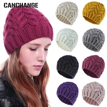 Женские шерстяные вязаные шапки, зимние теплые шапки для девочек, женский головной убор, осенняя Повседневная шапка с черепами, тюрбан, вязание крючком, Прямая