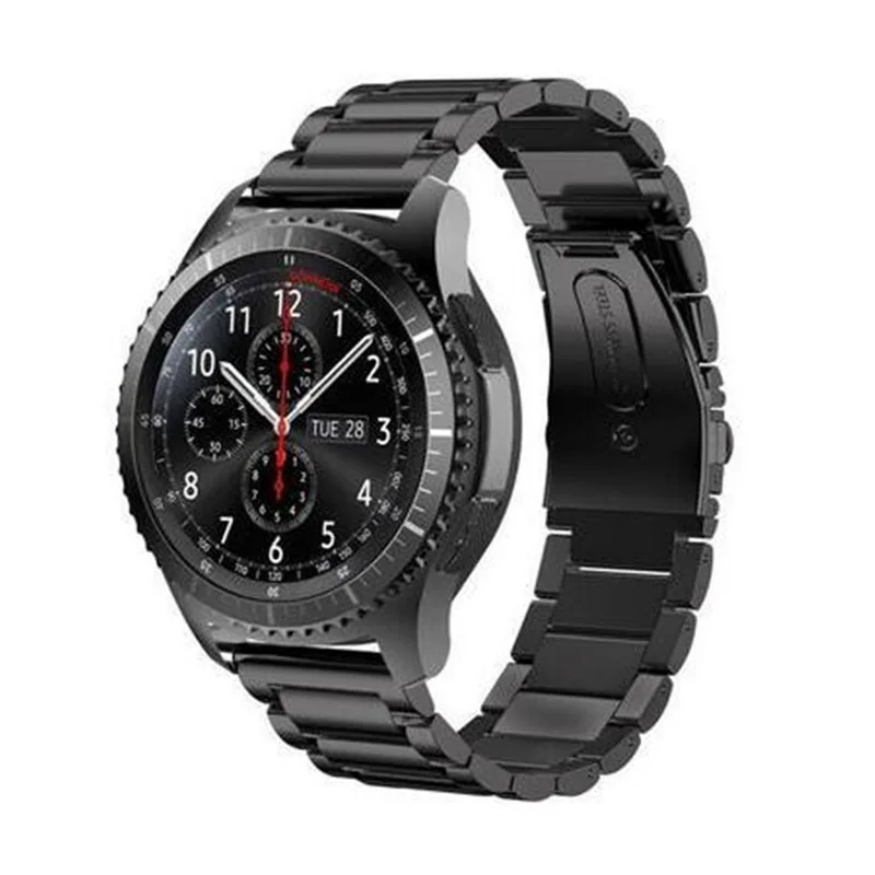 Galaxy watch 46 мм ремешок для gear S3 frontier huawei watch GT amazfit ремешок Bip 22 мм браслет из нержавеющей стали - Цвет ремешка: black