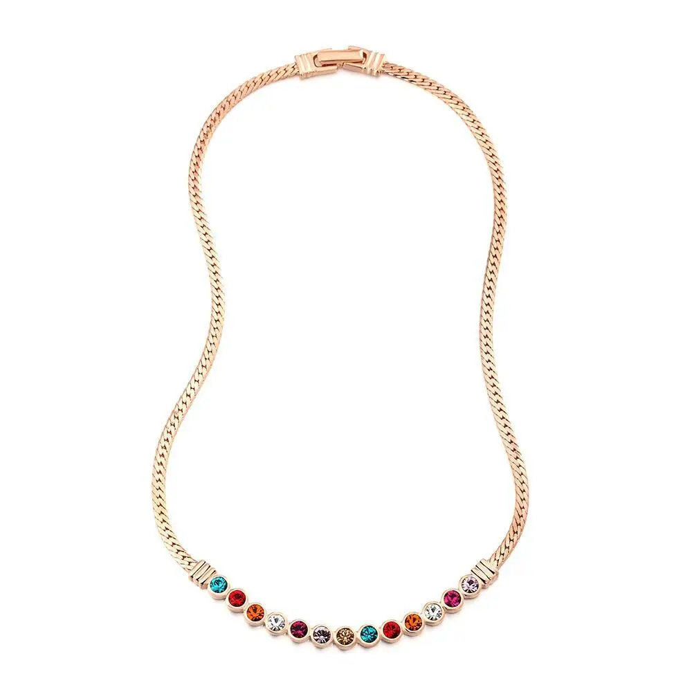 

MxGxFam Short Multicolor Crystals Necklaces For Women Dress Wear Rose Gold Color Good Quality