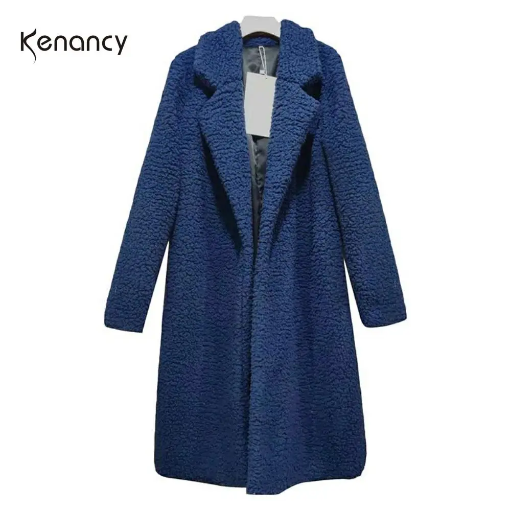 Kenancy 11 цветов Осень-зима Женское пальто с лацканами длинный рукав теплая средняя