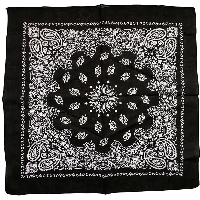 New Fashion Hip Hop 100% Cotton Bandana Square Scarf Black Paisley Bicycle Headband Printed For Women/Men/Boys/Girls |