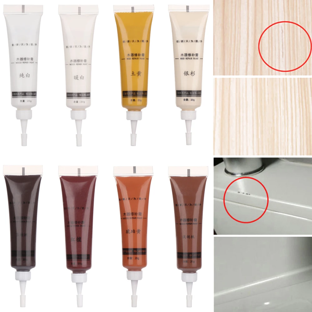 DIY producto de madera, removedor de relleno de arañazos, muebles de madera, conjunto de herramientas de toque, rotulador, crema, cera, reparación de resina polimérica, reparación rápida