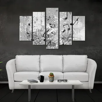 

Modern Wall Art Print Picture 5 Panel Musical Notes Nordic Posters Canvas Painting for Living Room Home Decor Drop Shipping