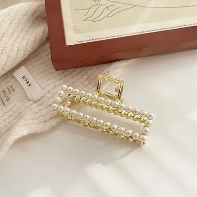 Pearl Hairpin Rhinestone European And American Grab Clip Simple Fashion Hair Accessories A6