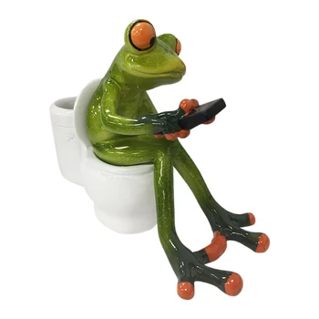 

High Quanlity-3D Frog Sculpture Dolls Figurines Kawaii Crafts Ornaments for Home Decor Resin Frog Figurines Home Accessories