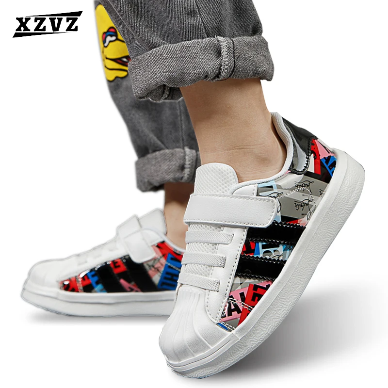 XZVZ Kids Sneakers Lightweight Children's Shoes MD Shock Absorption Non-slip Sole Casual Shoes PU Leather Upper Boys Sneakers