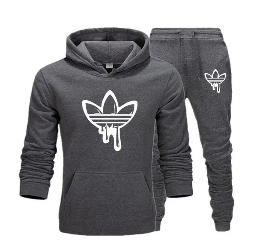Модные брендовые мужские толстовки для бега, спортивные костюмы, мужские хип-хоп толстовки+ спортивные штаны, осенне-зимний флисовый пуловер с капюшоном