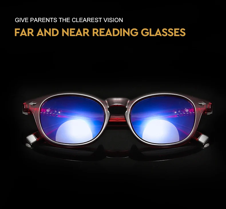 YOK'S Multifocal Anti-blue Light Reading Glasses Round Bifocal Hyperopia Computer Eyewear Diopter+1.0 To+4.0 For Sight UN1385