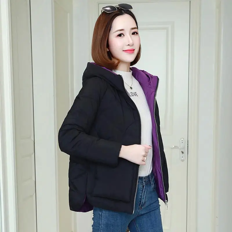 Зимние теплые пальто с капюшоном женские повседневные куртки новая мода двойной карман Толстая хлопковая Парка женская верхняя одежда пальто P241 - Цвет: Black