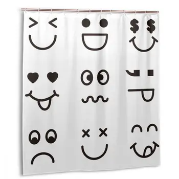 

CHARM HOME Smiley Emoticons Plastic Shower Curtain 66x72 In Customized Bathroom Decorative Waterproof Polyester
