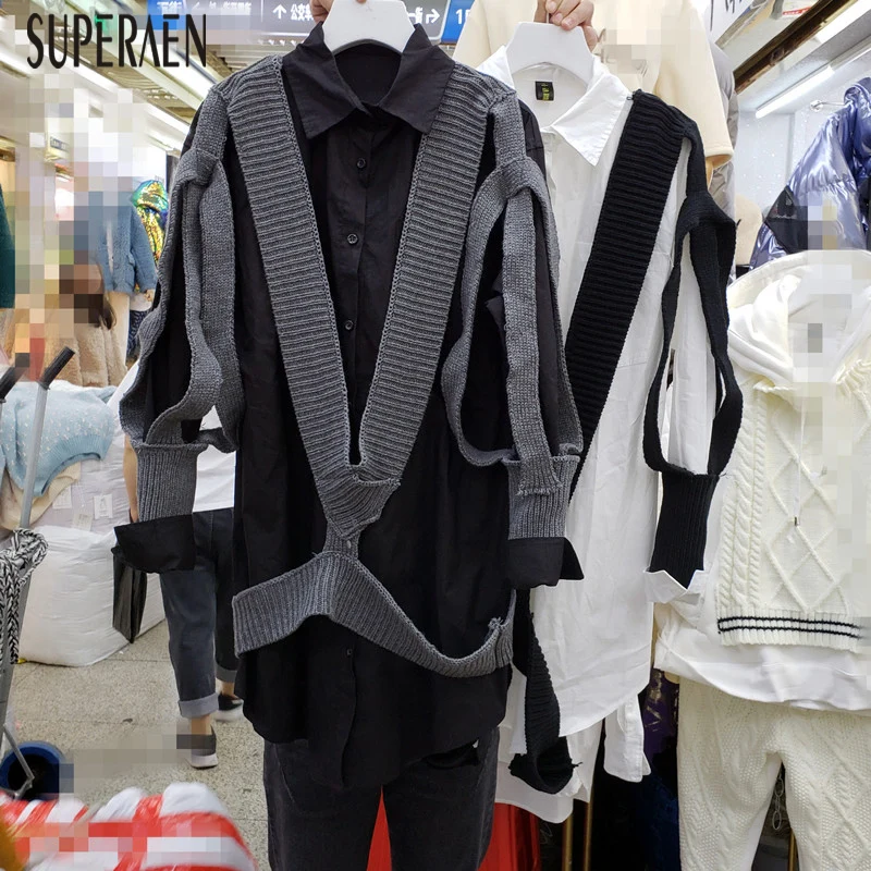 

SuperAen Europe Fashion Women Shirts New 2020 Autumn and Winter Fashion Wild Ladies Blouses and Tops Solid Color Two Pieces
